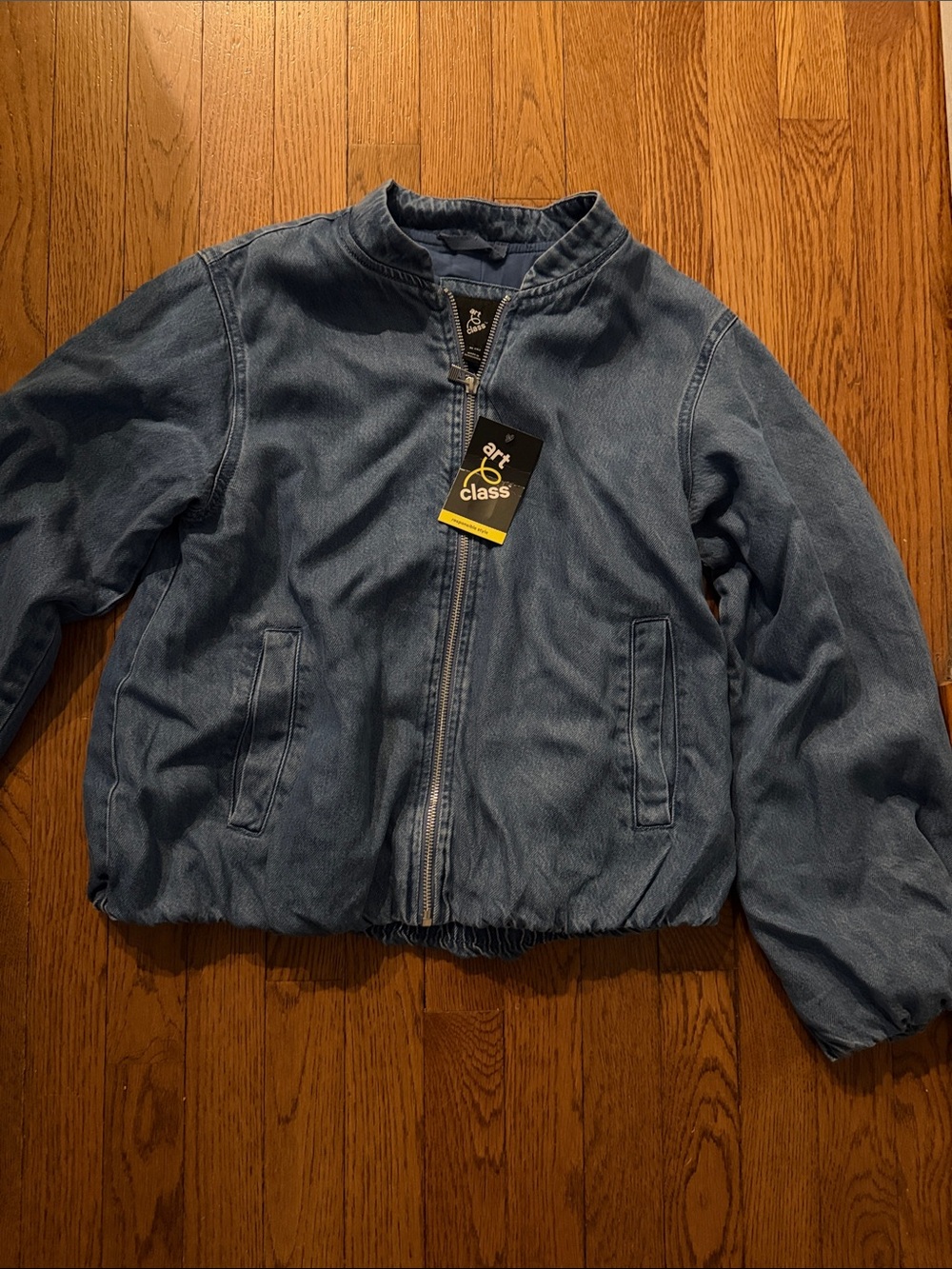 ART CLASS Girls Blue Denim-Style Bomber Jacket-XL 14